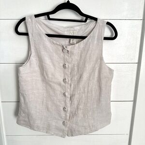 NWT JOIE linen covered button bohemian Lagonlook corpcore  Minimalist Vest S